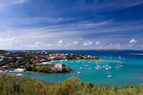 Cruz Bay in the US Virgin Islands on a sunny day, one of the best places to visit in December